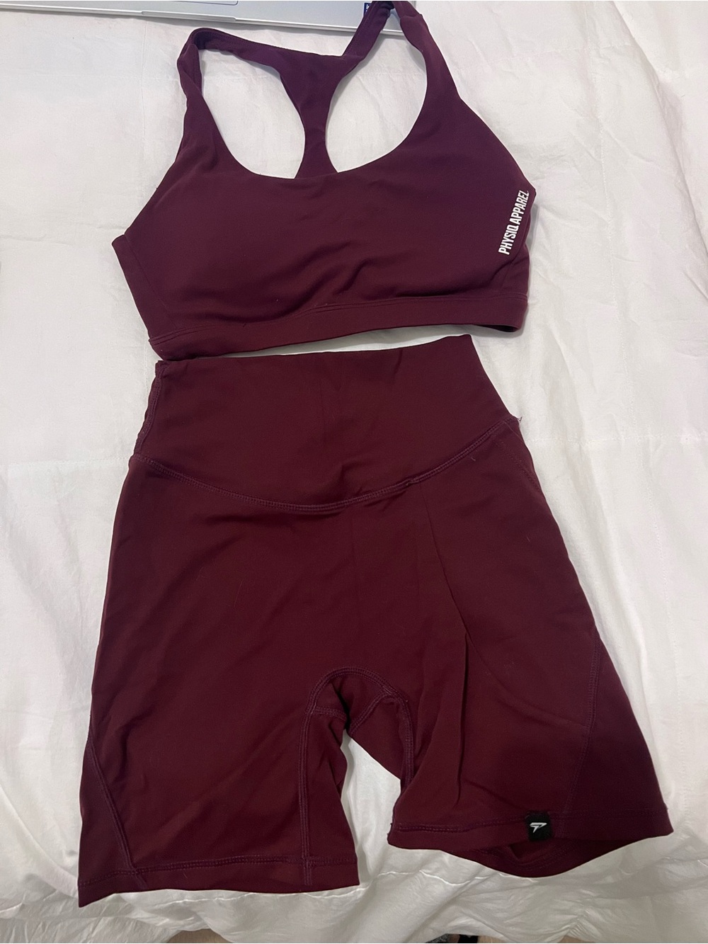 High-Waist Burgundy Active Short & Sports Bra Set
